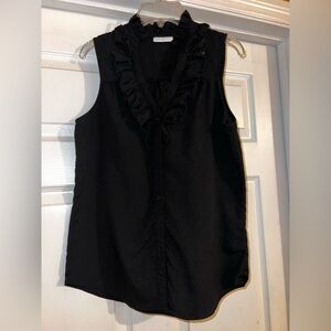 New York & Company Elegant Black Ruffle Women's Top